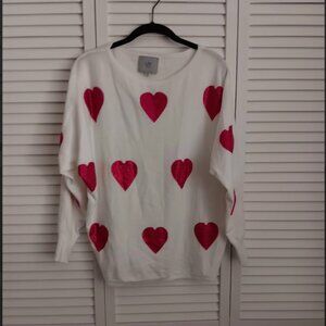 White Sweater with Hot Pink Hearts